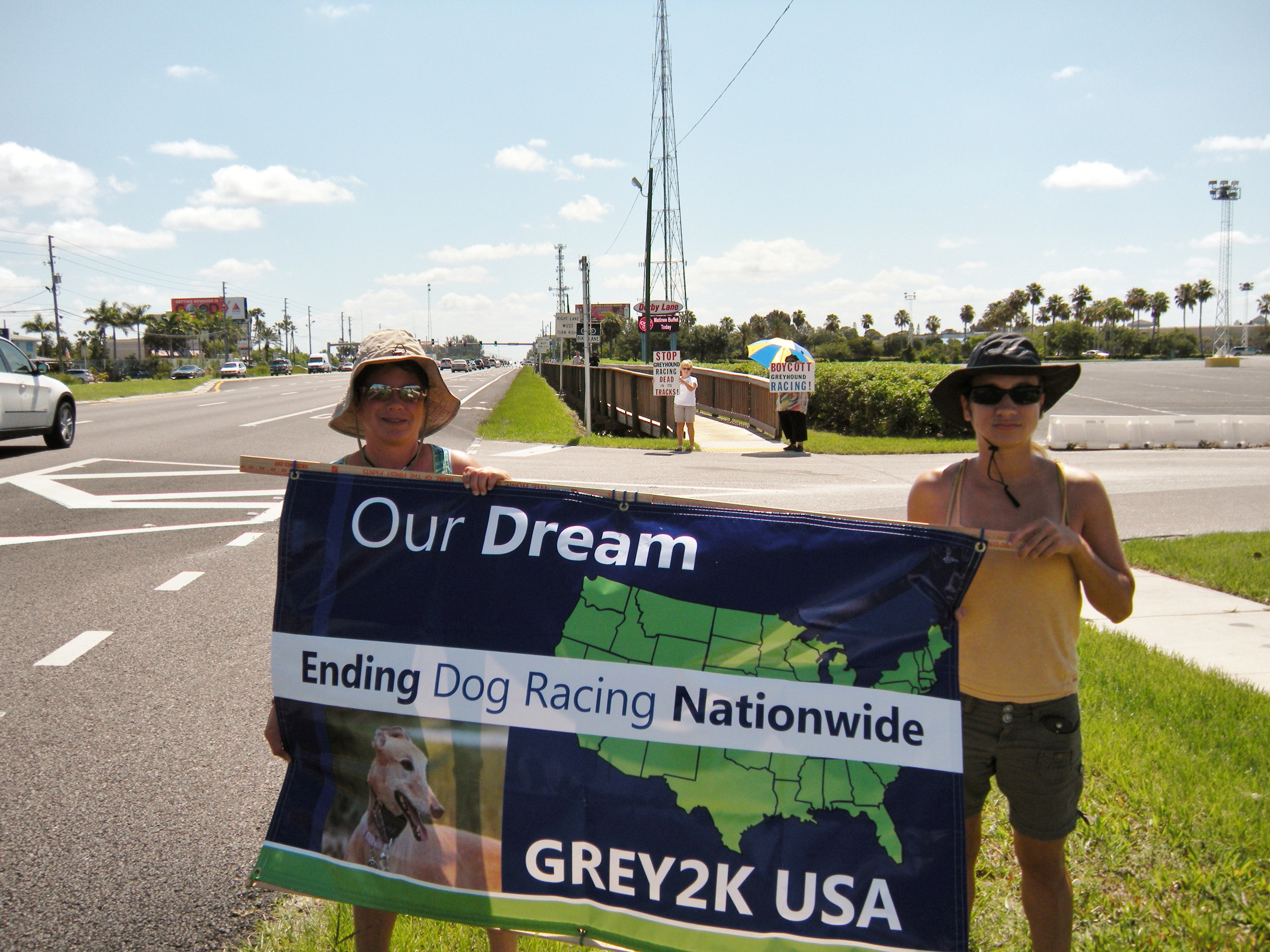 No Slots protest signs